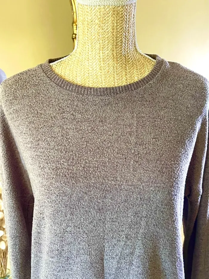 Pull fin gris col rond manches longues basique cosy - photo numéro 9