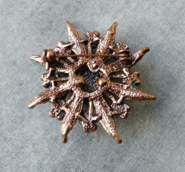 Broche métal bleu et cuivre - photo numéro 2