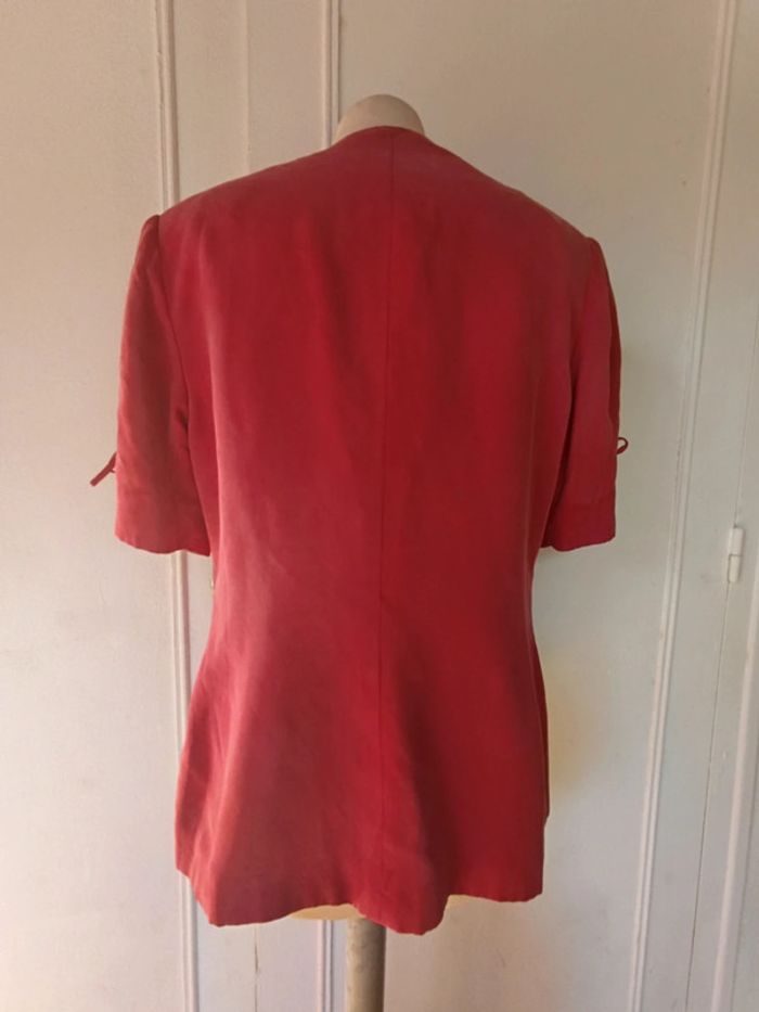 💎blaser soie rose rouge élégant chic Maison undeuxtrois Paris t M 38 rare vintage - photo numéro 3