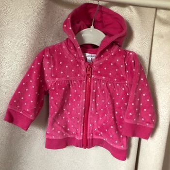 Gilet velours rose à pois 3 mois kitchoun