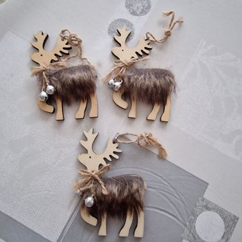 3 rennes de Noël en bois