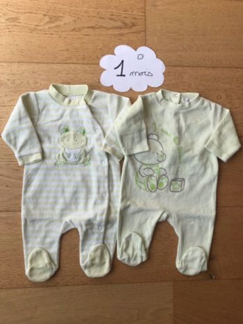 Lot 2 pyjamas vert 1 mois