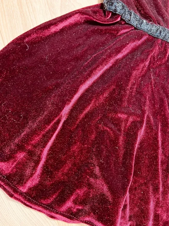 Taille 4 ans robe de fête fille Tissaia bordeaux et noire * velours * 🩷 - photo numéro 2