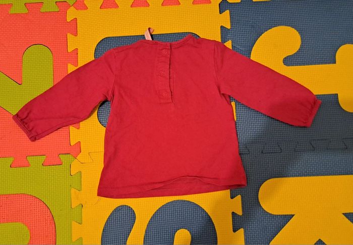 T-shirt manches longues rose cœur, gémo, taille 12 mois (74 cm) - photo numéro 2