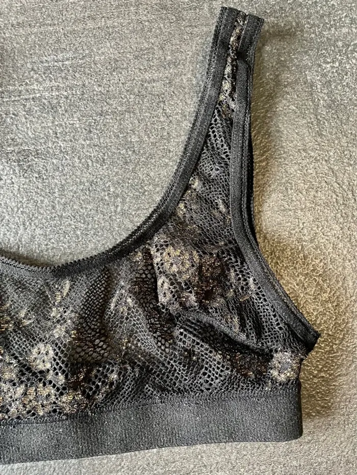 Brassière  - soutien gorge noir et dorée Etam taille S neuve - photo numéro 3