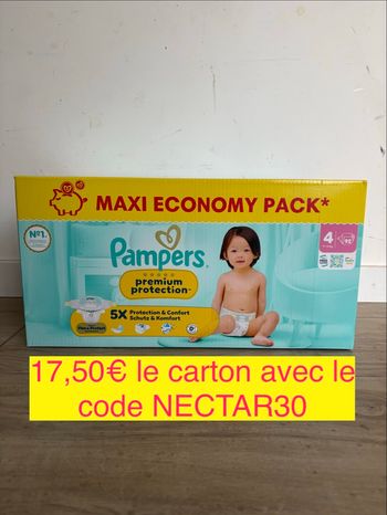 92 couches Pampers premium protection taille 4