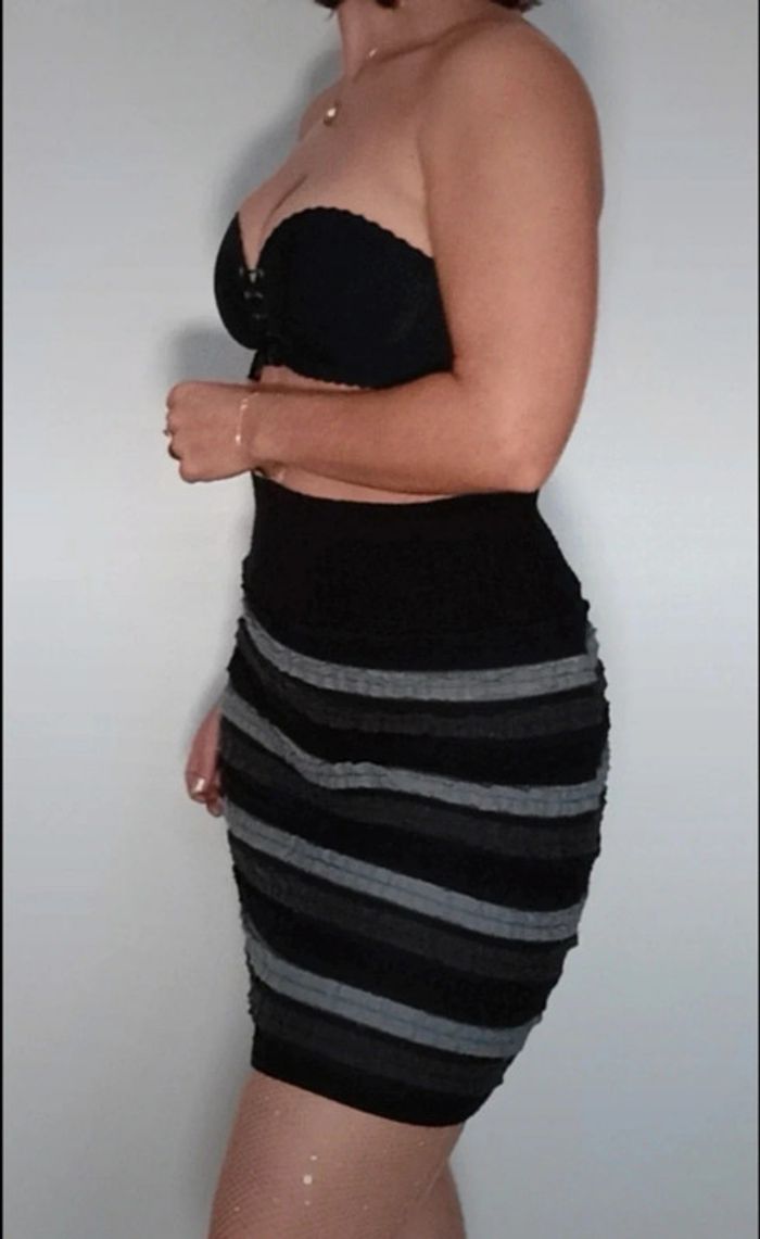 Jupe hiver moulante tricolore jus d' orange taille unique - photo numéro 3