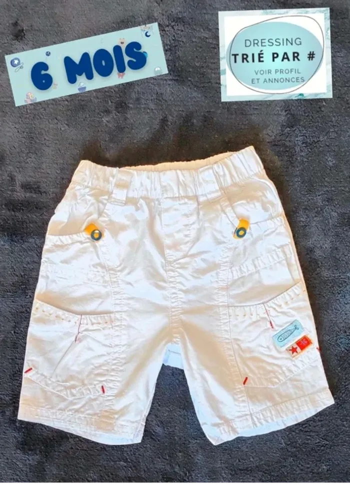 Bermuda short blanc 6 mois