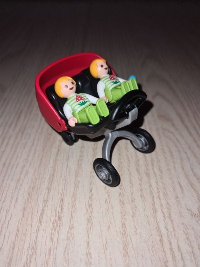 Poussette Double + Bébés Jumeaux PLAYMOBIL