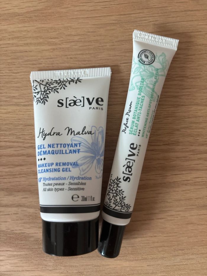 Lot Saève Paris – Gel nettoyant & sérum éclat anti-taches – Neufs
