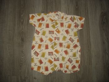  COMBI SHORT ÉCRU A MOTIFS BÉBÉ GARÇON "MYSTÈRE ET BOULE DE GOMME" - 6 MOIS - n°03