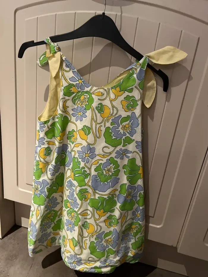 7 ans - robe vintage jaune et verte/bleu - photo numéro 4