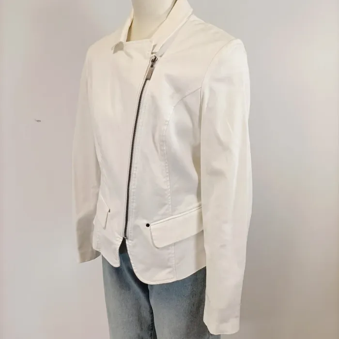 Veste blanche printemps/ été élégante -  Xanaka taille 42 - zip style perfecto A1539 - photo numéro 4