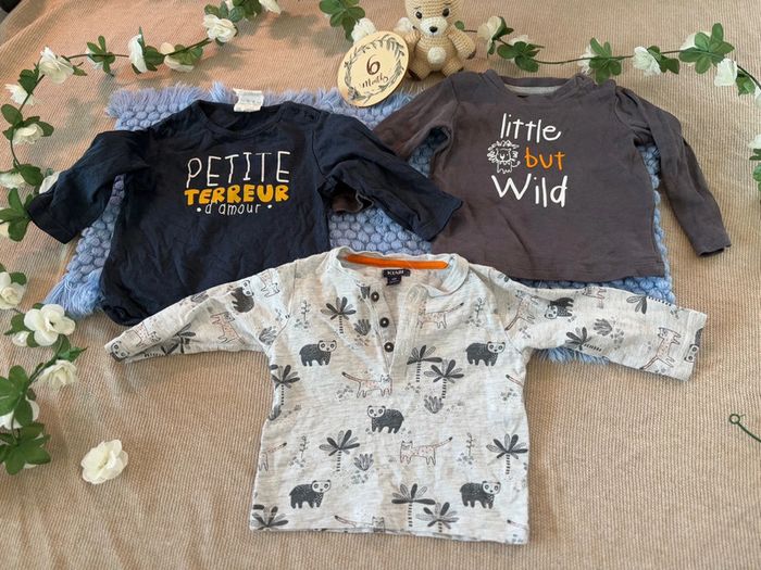 Lots de tee shirts manches longues garçon 6 mois kiabi