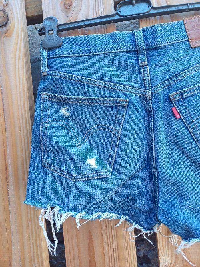 Joli short en jean taille haute déchiré 501 Levi's - photo numéro 5