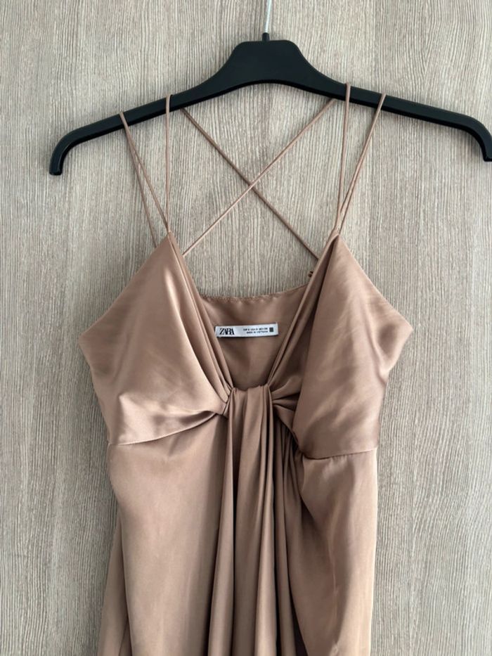 Très jolie robe croisée beige - Zara - S - photo numéro 2