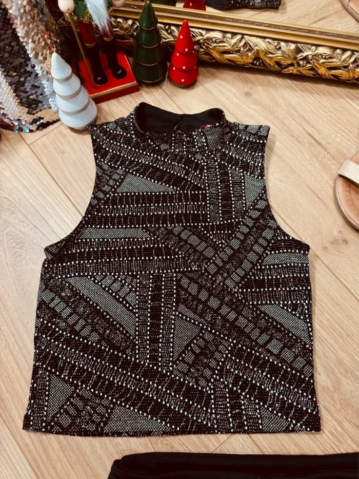 Taille 10 ans tenue 2 pièces fête fille Lpc Kiabi noir argenté * scintillant * 🎄 - photo numéro 2