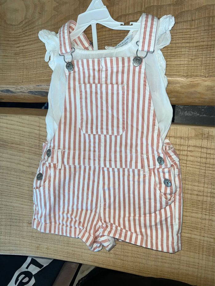 Ensemble Primark 5-6 ans 5 6 salopette short débardeur été marinière rayures