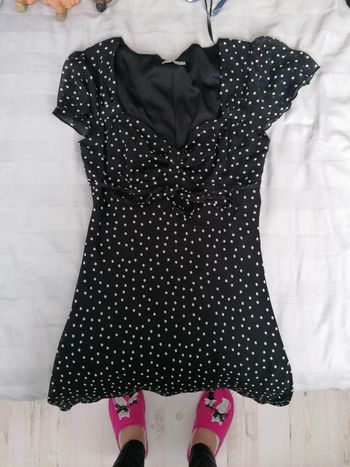 Robe femme noir à point blanc L #clockhouse.