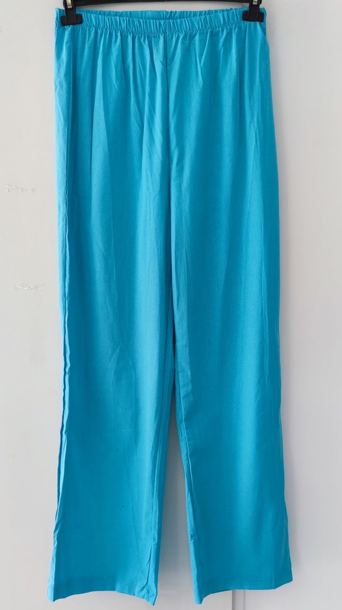 ✅ Ensemble 2 pièces femme turquoise taille S – haut long et pantalon large – neuf - photo numéro 3