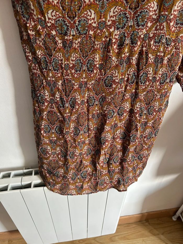 Adorable rose manches 3/4 • motifs • soie / fibres métallisées • Maison 123 • taille 40/L - photo numéro 11