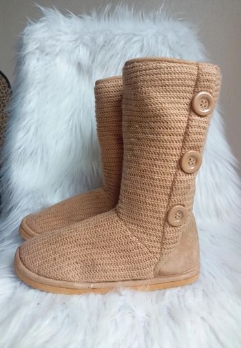 Bottes fourrées en tricot Camel clair P38