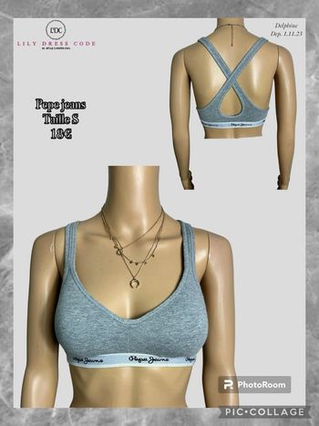 🩶 Brassière grise croisée dans le dos – Pepe Jeans – Taille S SOLDÉ -50% 🩶