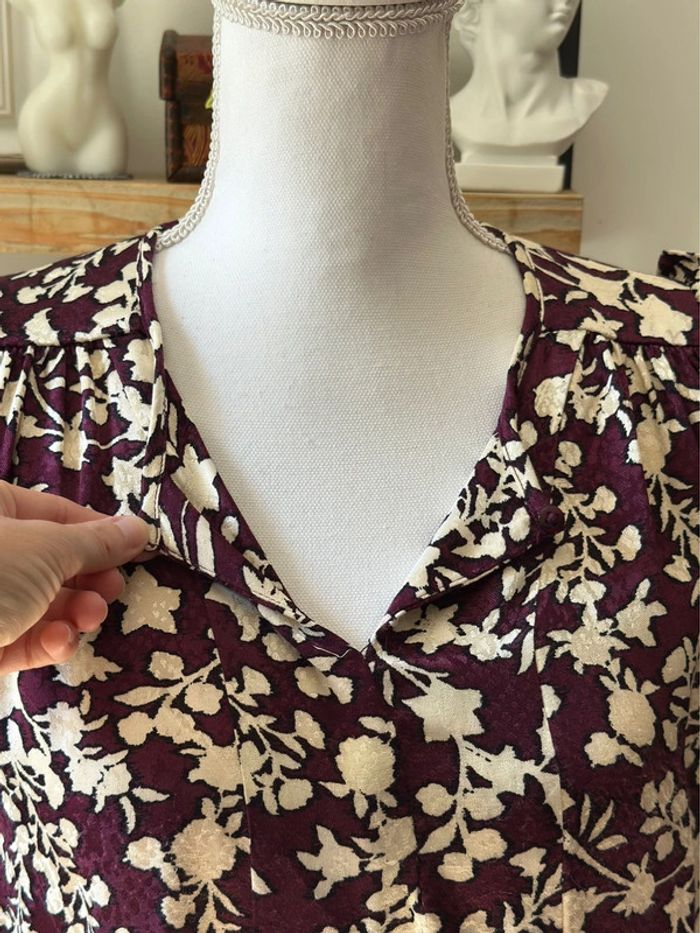 Blouse imprimé floral bordeaux Mango taille S - photo numéro 3