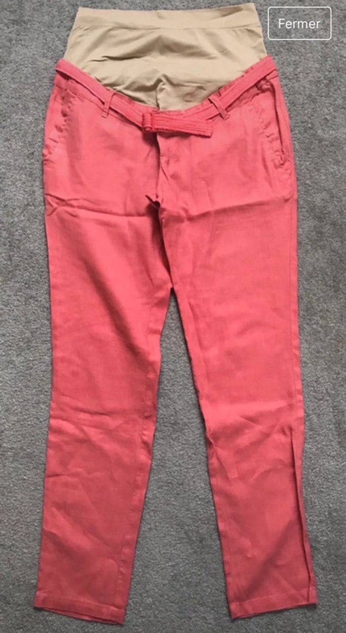 Pantalon de grossesse en lin Corail 36 Colline