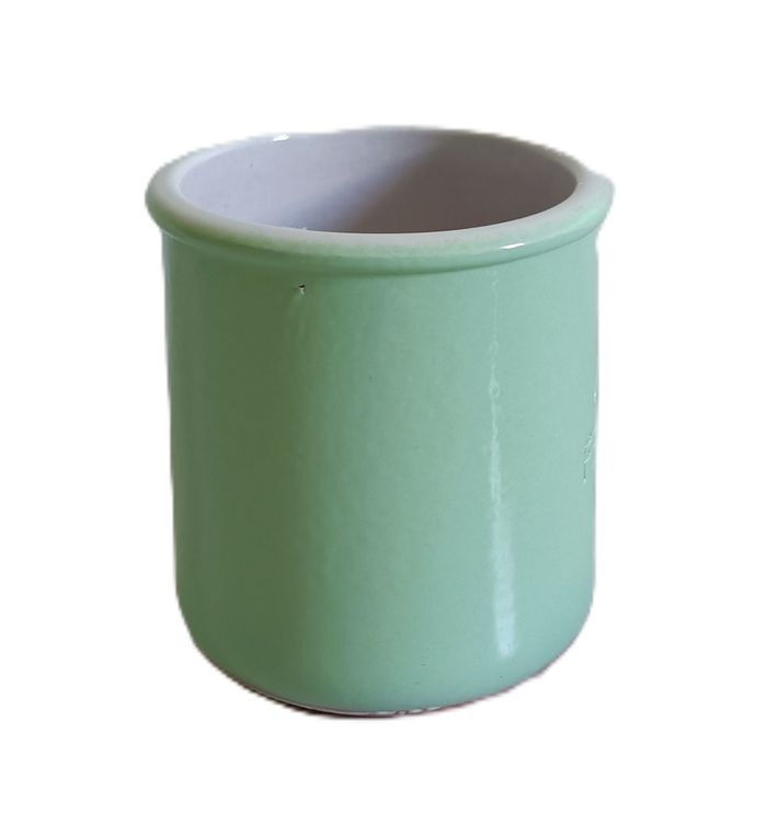 4 pots de yaourt vert pâle. La Fermière. Grès - photo numéro 3