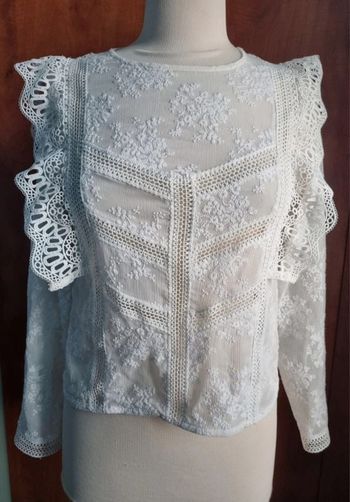 Blouse manches longues avec effet dentelle