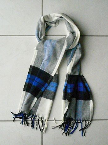 Grande écharpe bleue et blanche