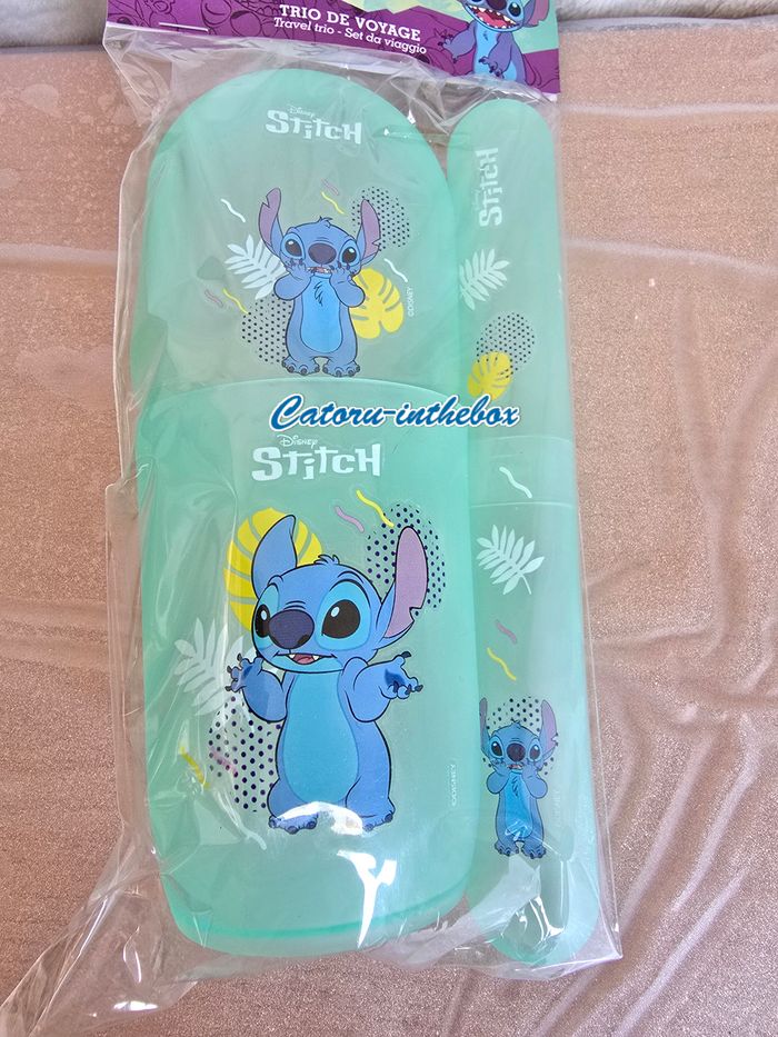 Kit de voyage Disney Stitch : Porte savon / porte brosse à dent / gobelet - photo numéro 2