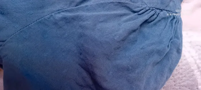 Blouse manches courtes col V avec boutons et broderies bleu femme 36 h&m - photo numéro 15