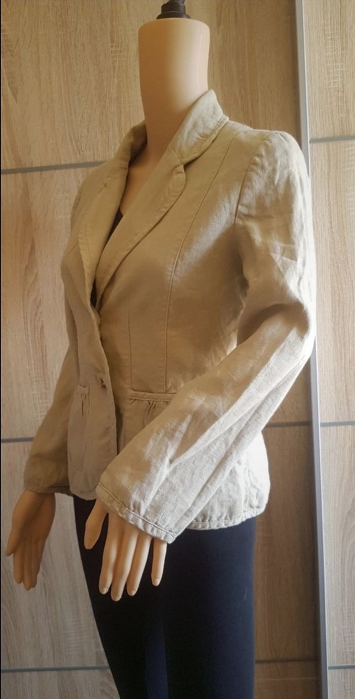 veste en lin beige femme taille 36. - photo numéro 3