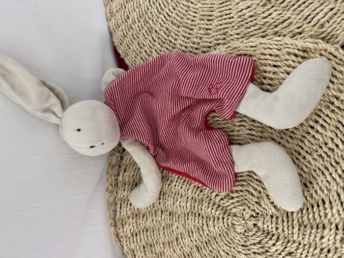 Doudou Lapin Coudemail Gris et rouge - photo numéro 3