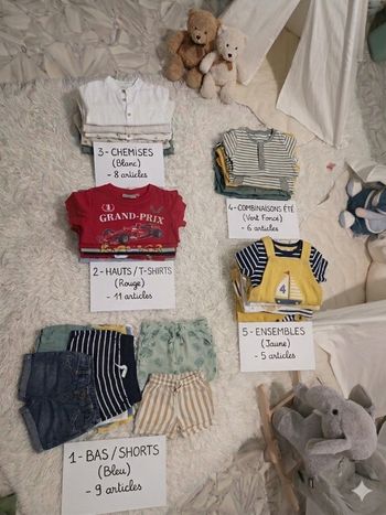 Lot de 40 vêtements garçon 12 mois été 