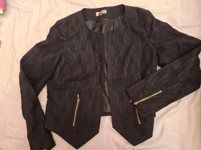 Blazer noir dentelle taille 40 kiabi woman - photo numéro 2