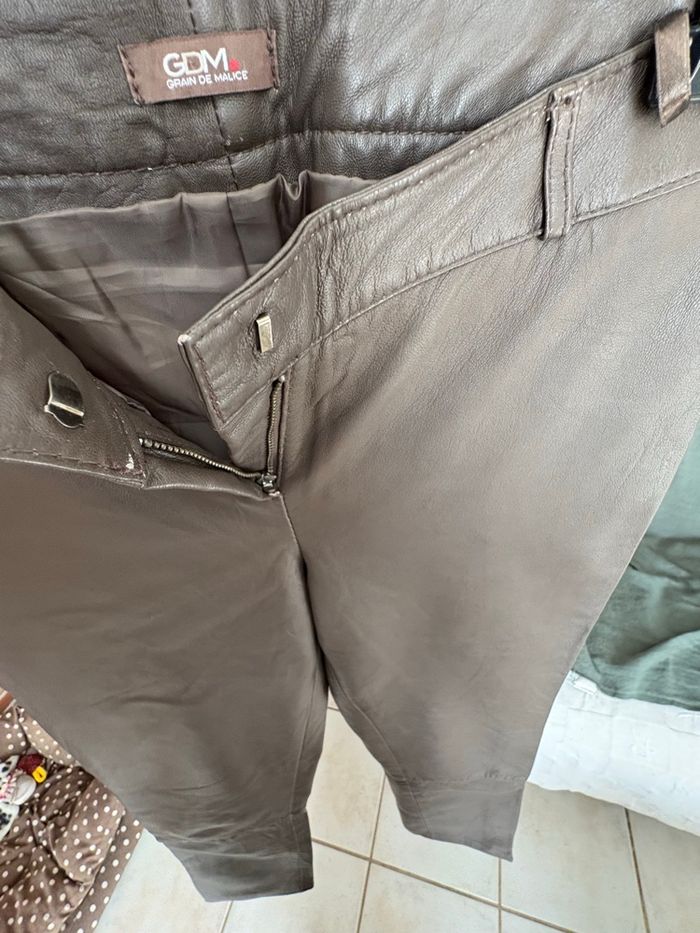 Pantalon cuir kaki grain de malice taille 38 - photo numéro 5