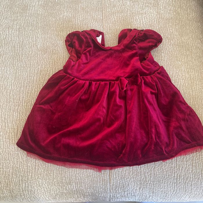 Robe velours rouge à manches courtes h&m