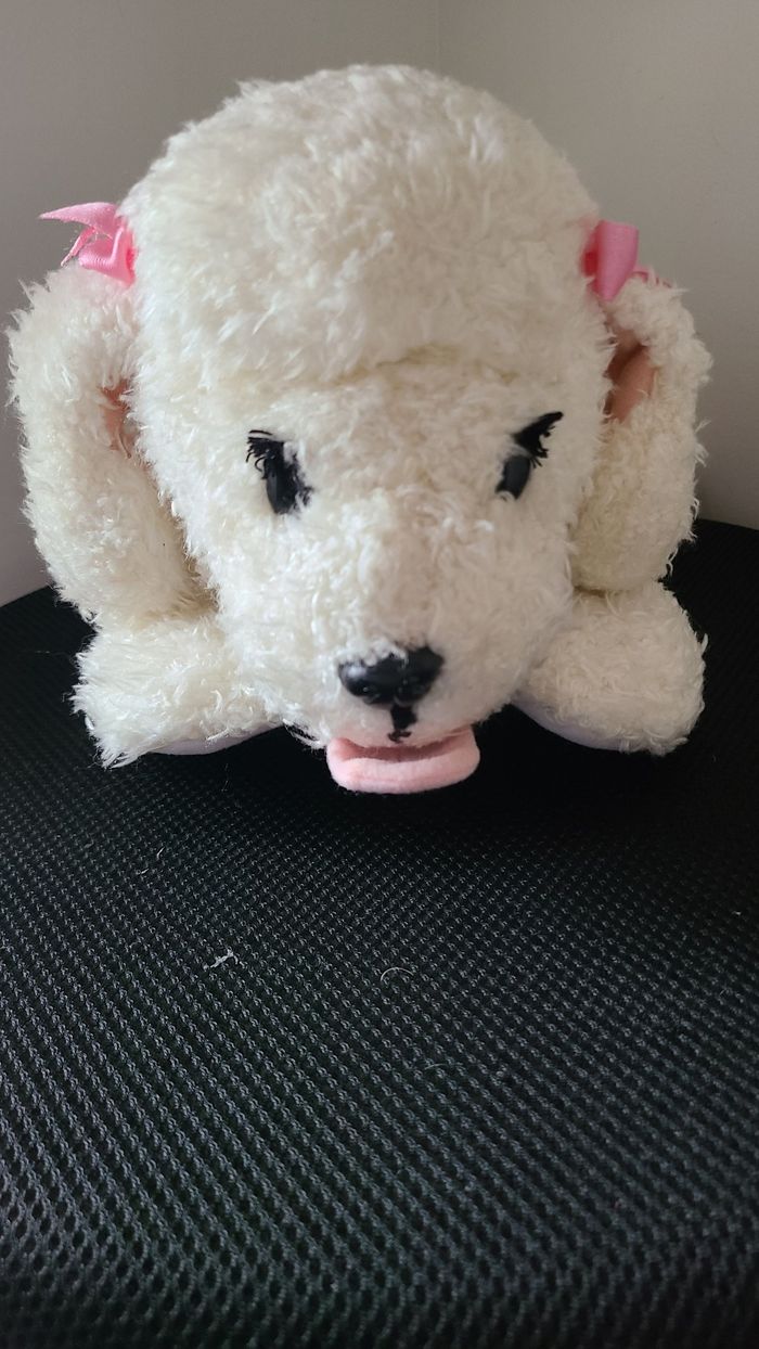 peluche chien blanc coeur rose interactif vintage lansay 2000 marvel - photo numéro 2