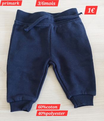Pantalon de jogging bleu marine fille 3/6mois 