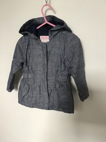 Trench fille gris bleu et fil argenté