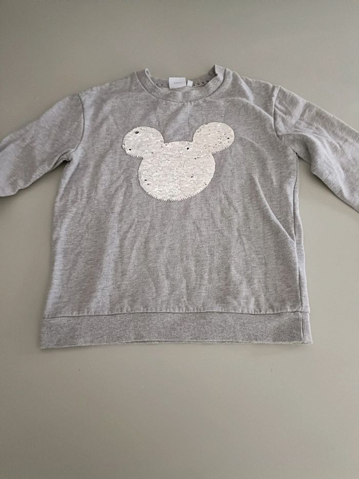 Pull Disney Mickey paillettes gris/noir taille xs
