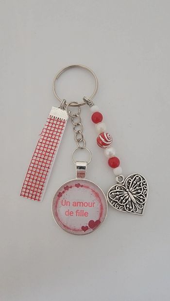 Cadeau ma fille, porte clé message bijoux de sac " un amour de fille"
