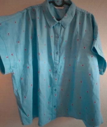 Chemise oversize avec broderie fleurs Camaïeu