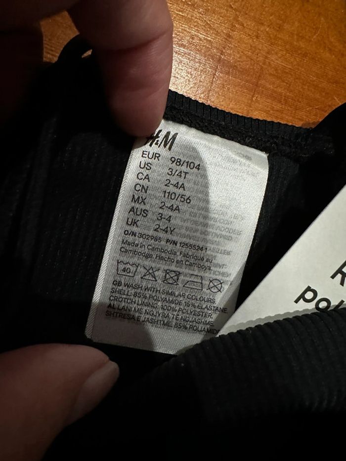 Maillot de bain côtelé noir h&m neuf 2/4a - photo numéro 3