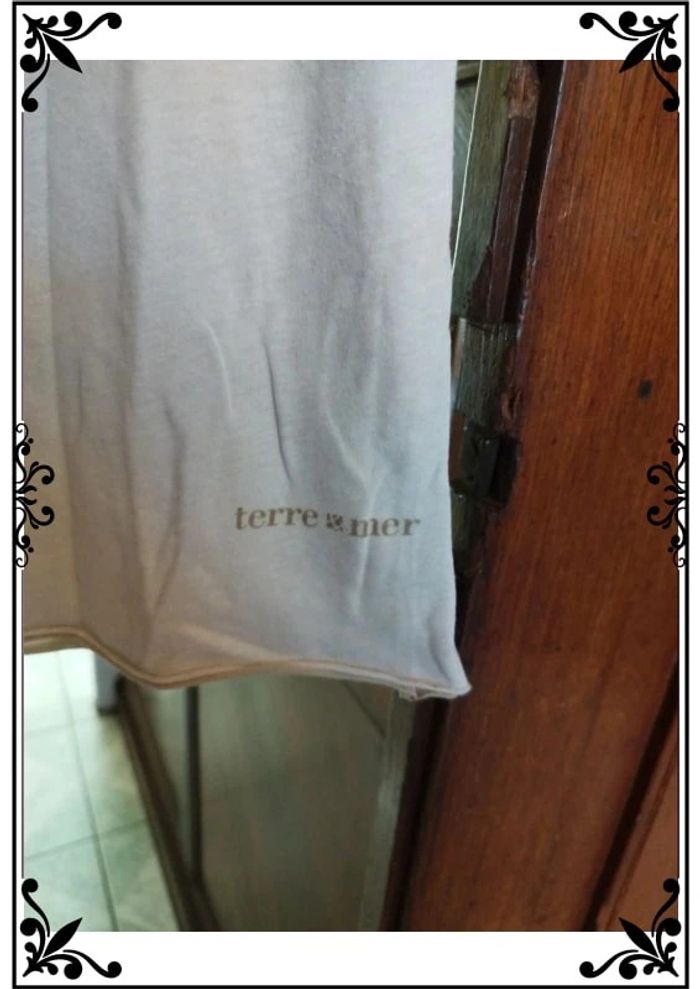 T-shirt blanc col rond beige taille M/38 - photo numéro 4