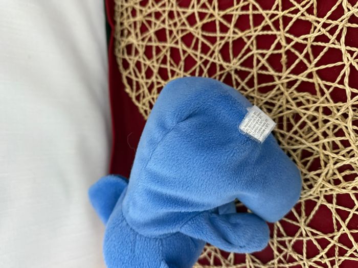 PELUCHE DOUDOU SUPER TOYS ELEPHANT BLEU ht18cm assis BILLES - photo numéro 4