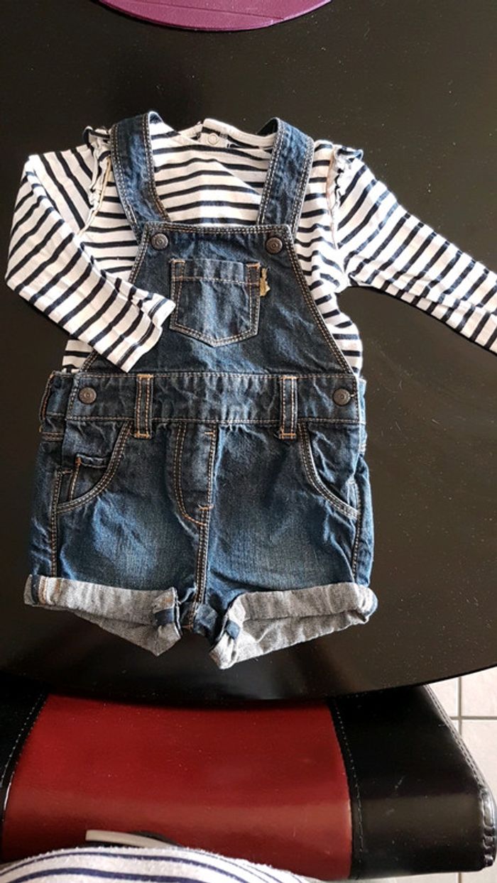 Ensemble salopette + t shirt 9 mois